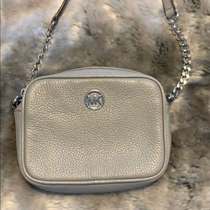 Michael Kors grey leather cross body bag
